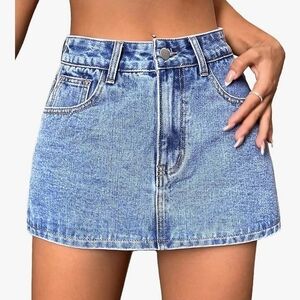 Lei sure Large Stretchy Mini Denim Skort for Women High Stretchy, Low Waist Jean